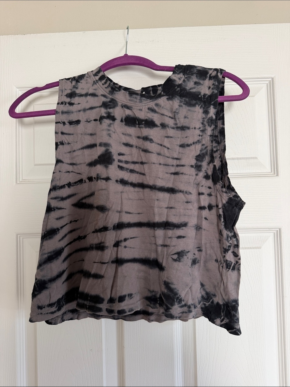 Z by Zella Tie-Dye Sleeveless Crop Top - Black and Gray
